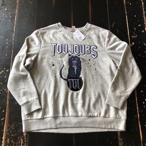 🌦NWT H&M toujours cat gray sweater shirt pullover